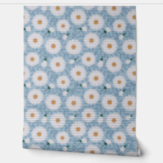 Etherische gloed: Witte Daisy op Stoffige Peel & S Behang