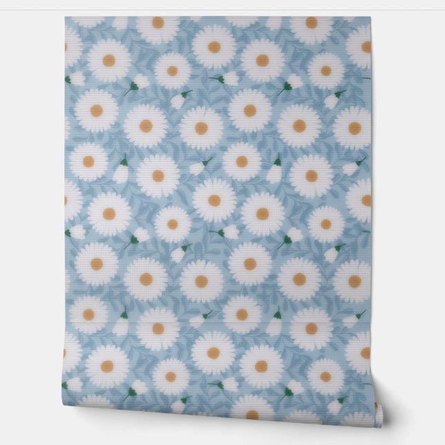 Etherische gloed: Witte Daisy op Stoffige Peel & S Behang (Afrollen)