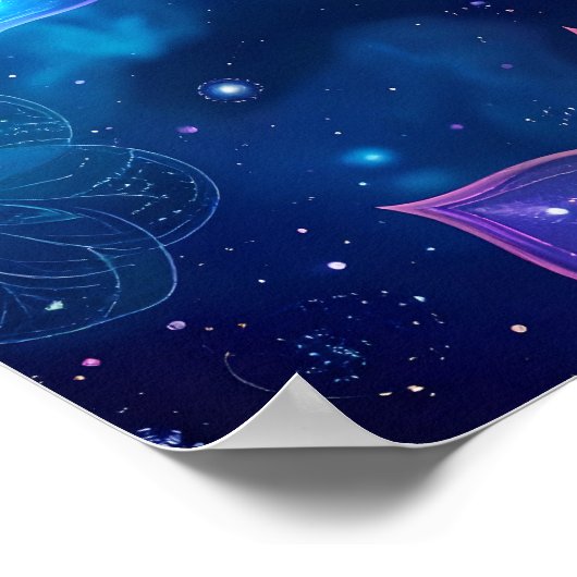 etherische gloeiende lotus kosmische ruimte poster (Hoek)