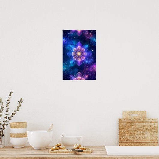 etherische gloeiende lotus kosmische ruimte poster (Keuken)