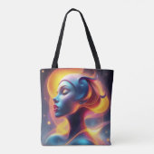etherische gloeiende vrouw portretfoto Canvas tas (Achterkant)