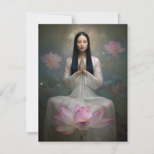 Etherische Godin Quan Yin Hoge Frequentie Bloemig Briefkaart