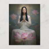 Etherische Godin Quan Yin Hoge Frequentie Bloemig Briefkaart (Voorkant)