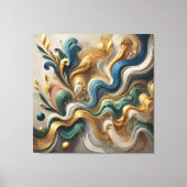 Etherische golven van goud – Abstracte vloeiende c Canvas Afdruk (Voorkant)