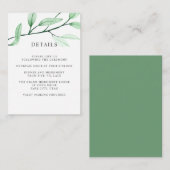 Etherische groene BRUILOFT Hotel detail Accommodat Informatiekaartje (Voorkant / Achterkant)