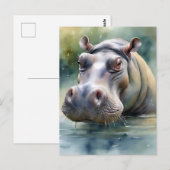 Etherische hippo Waterverf Briefkaart (Voorkant / Achterkant)