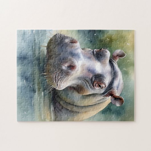 Etherische hippo Waterverf Legpuzzel (Horizontaal)