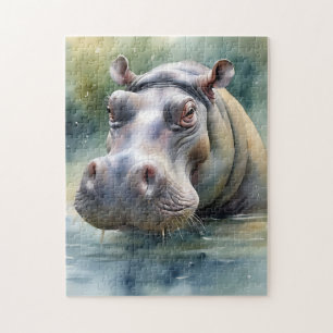 Etherische hippo Waterverf Legpuzzel