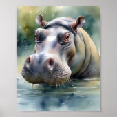 Etherische hippo Waterverf Poster (Voorkant)