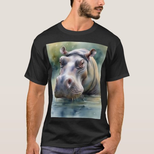 Etherische hippo Waterverf T-shirt (Voorkant)