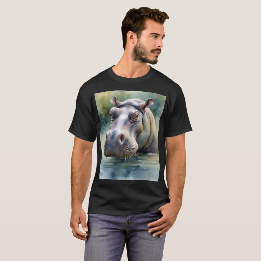 Etherische hippo Waterverf T-shirt (Voorkant volledig)