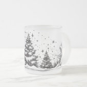 Etherische Inktdrukken: Inktlijn in Kerstmisglas Matglas Koffiemok (Voorkant rechts)