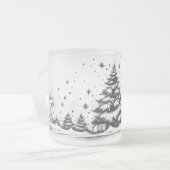 Etherische Inktdrukken: Inktlijn in Kerstmisglas Matglas Koffiemok (Voorkant links)