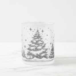 Etherische Inktdrukken: Inktlijn in Kerstmisglas Matglas Koffiemok