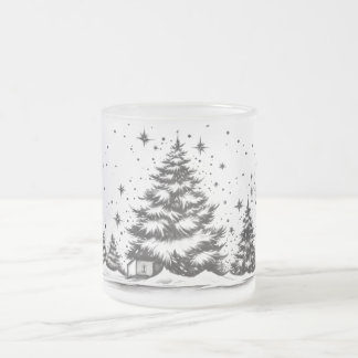 Etherische Inktdrukken: Inktlijn in Kerstmisglas Matglas Koffiemok