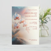 Etherische Kleuren Witte Orchidee Bruiloft Kaart (Staand voorkant)
