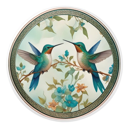 Etherische kolibrie dans keramische knop pull (Voorkant)