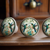 Etherische kolibrie dans keramische knop pull