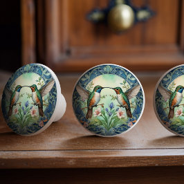 Etherische kolibrie dans keramische knop pull