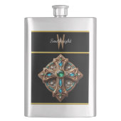 Etherische kruisbroche met blauwe en groene stenen flacon (Voorkant)