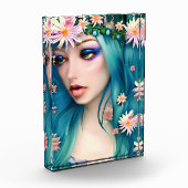 Etherische kunst | Mooie fee met blauw haar Fotoblokken (Links)