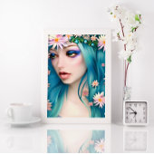 Etherische kunst | Mooie fee met blauw haar Poster