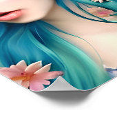 Etherische kunst | Mooie fee met blauw haar Poster (Hoek)