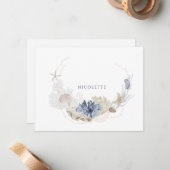 etherische kust koraal zeeschelp paar notitiekaartje (Voorkant / Achterkant in situ)