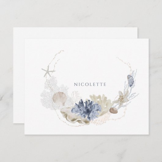 etherische kust koraal zeeschelp paar notitiekaartje (Voorkant / Achterkant)