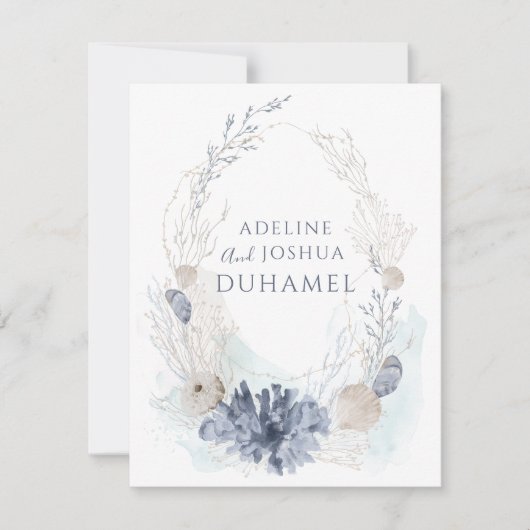 etherische kust koraal zeeschelp paar notitiekaartje (Voorkant)