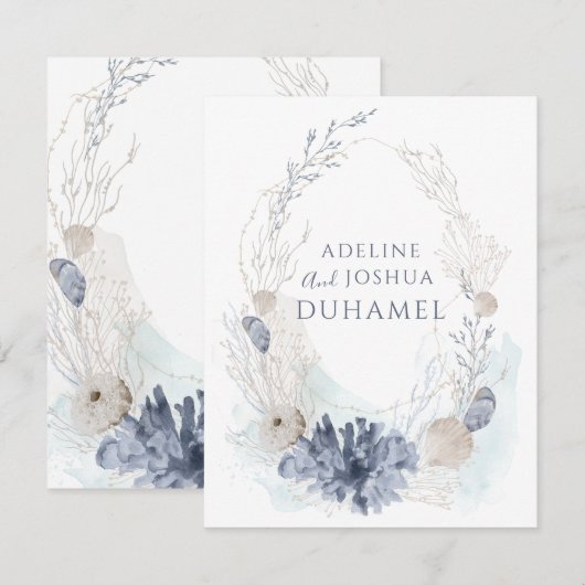 etherische kust koraal zeeschelp paar notitiekaartje (Voorkant / Achterkant)