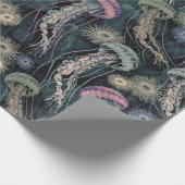 Etherische kwallen en anemonen in Blauwgroen en ro Cadeaupapier (Hoek)