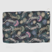 Etherische kwallen en anemonen in Blauwgroen en ro Golfhanddoek (Horizontaal)