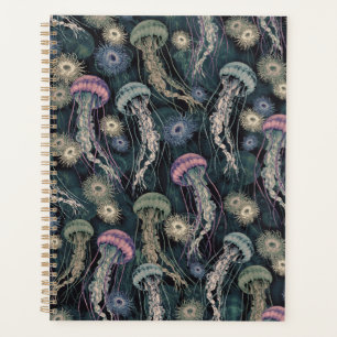 Etherische kwallen en anemonen in Blauwgroen en ro Planner