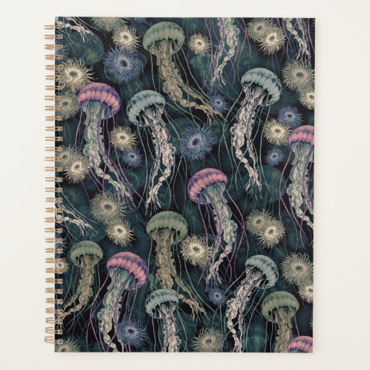 Etherische kwallen en anemonen in Blauwgroen en ro Planner (Voorkant)