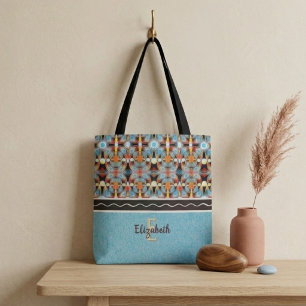 Etherische lichten geel, oranje, blauw en zwart tote bag
