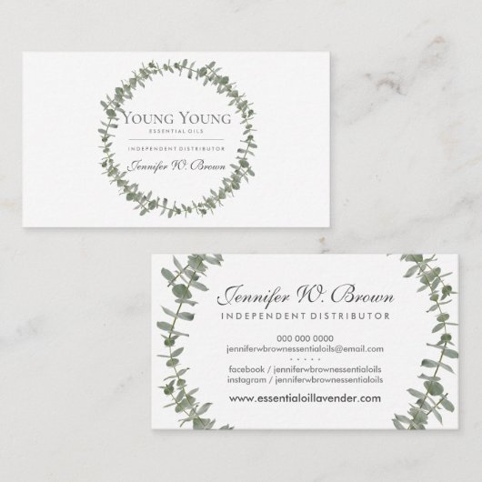 Etherische lijsten met eucalyptusbloem visitekaartje (Voorkant / Achterkant)