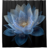 Etherische Lotus Bloem - Blauw Zwart Bloem Douchegordijn (Voorkant)