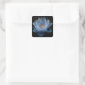 Etherische Lotus Bloem - Blauw Zwart Bloem Vierkante Sticker (Tas)