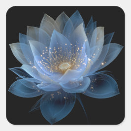 Etherische Lotus Bloem - Blauw Zwart Bloem Vierkante Sticker