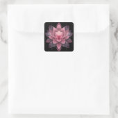 Etherische Lotus Bloem - Lichtroze Zwarte Bloem Vierkante Sticker (Tas)