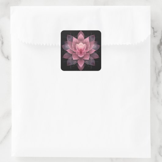 Etherische Lotus Bloem - Lichtroze Zwarte Bloem Vierkante Sticker (Tas)