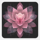 Etherische Lotus Bloem - Lichtroze Zwarte Bloem Vierkante Sticker (Voorkant)