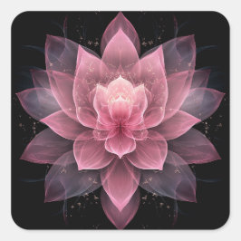 Etherische Lotus Bloem - Lichtroze Zwarte Bloem Vierkante Sticker