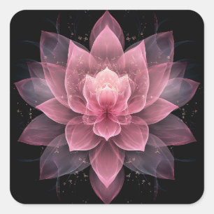 Etherische Lotus Bloem - Lichtroze Zwarte Bloem Vierkante Sticker