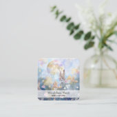 *~* Etherische Maan Lavendel Bloemen QR Floral AP7 Vierkante Visitekaartje (Staand voorkant)