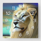 Etherische Majestic Leeuwen Vierkante Klok (Voorkant)