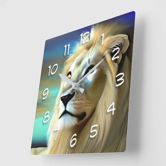 Etherische Majestic Leeuwen Vierkante Klok (Hoek)