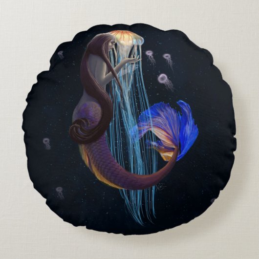 etherische mermail rond kussen (Voorkant)