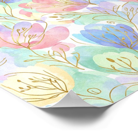 etherische met goud omzoomde bloemen poster (Hoek)
